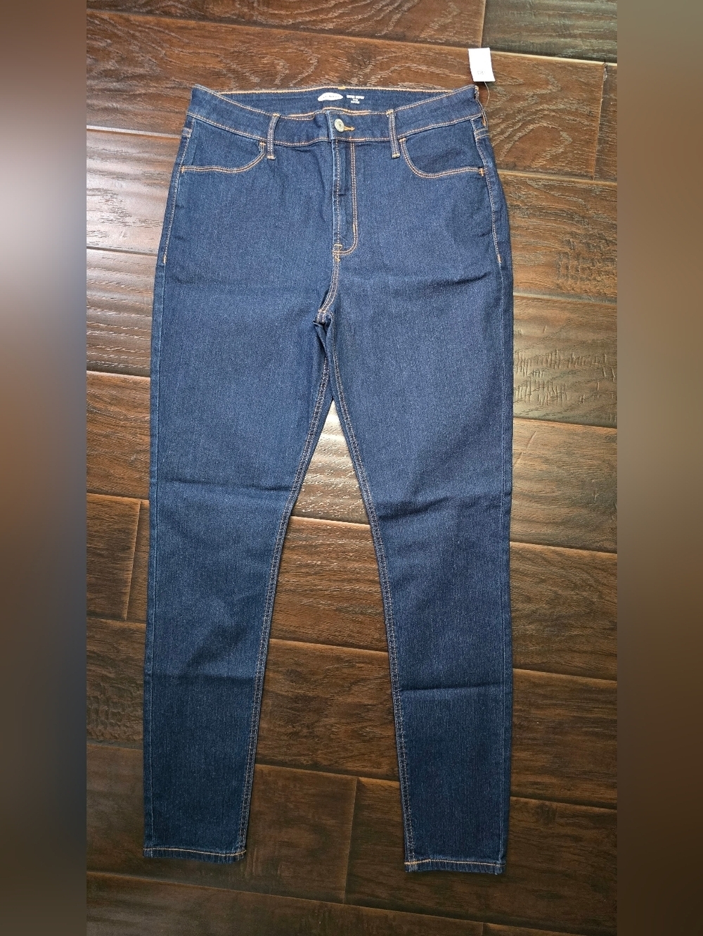 NWT Old Navy Womens Super Skinny Ankle High Rise Denim Blue Jeans 12 Long